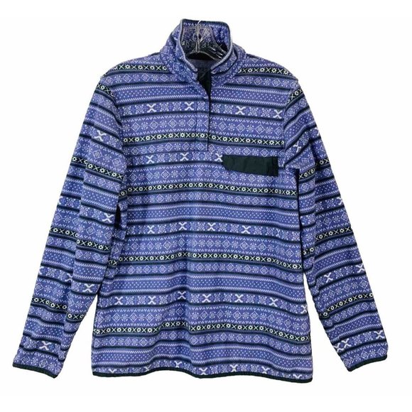 VTG JACHS Cabin Womens Outdoor Pullover Sz S Fair Isle Fleece Purple 1/4 Snap - Picture 1 of 10